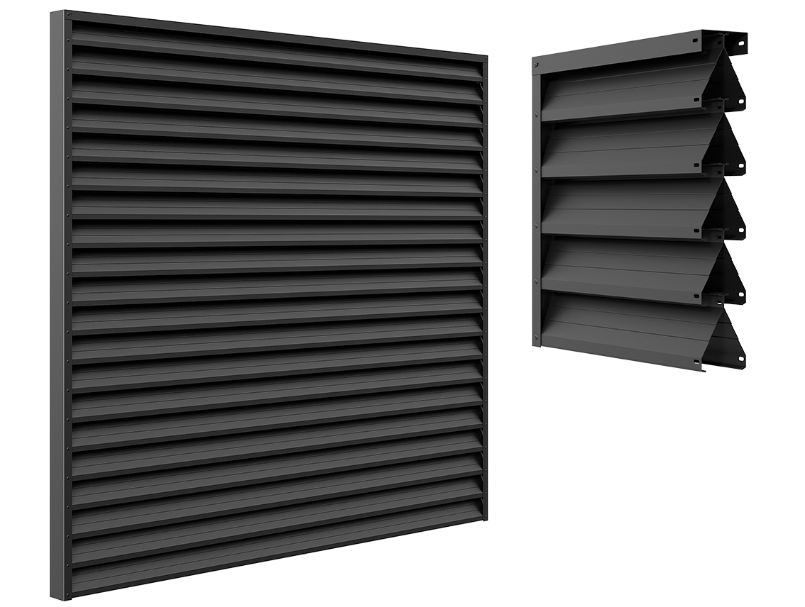 Louvered Fence Double Jet Black (6'x6') - 1824x1830 mm (6'x6')